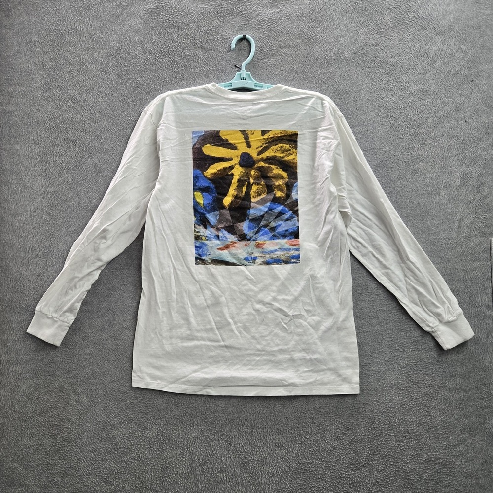 Vans Men Shirt M White Graphic Print Flower Abstract Long Sleeve